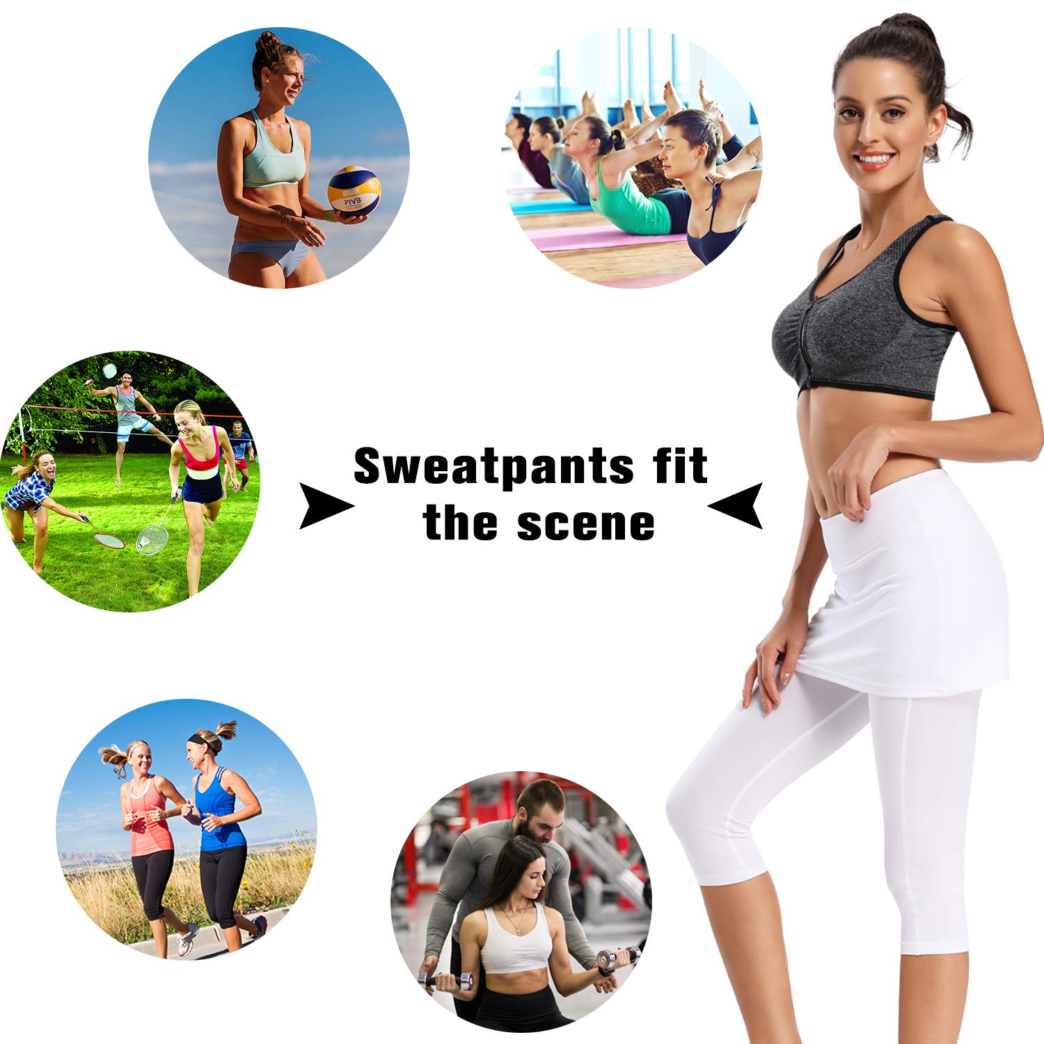 Ibeauti Leggings capri UPF 50+ falda yoga golf tenis correr entrenar