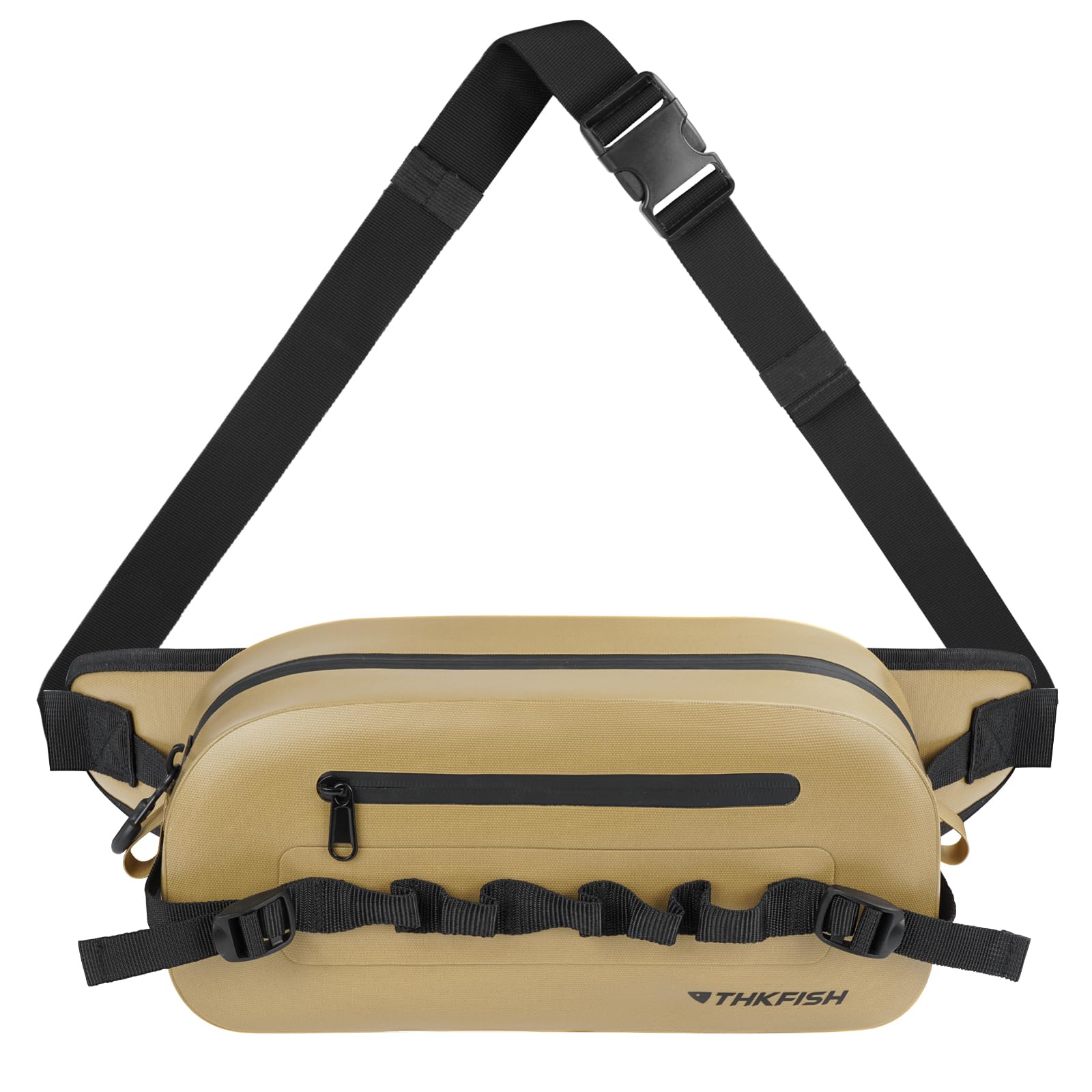THKFISH Marsupio impermeabile IPX8, marsupio impermeabile con chiusura lampo ermetica, per attività all'aperto, corsa, sport all'aria aperta, allenamento, marrone, 33 cm, Marsupio