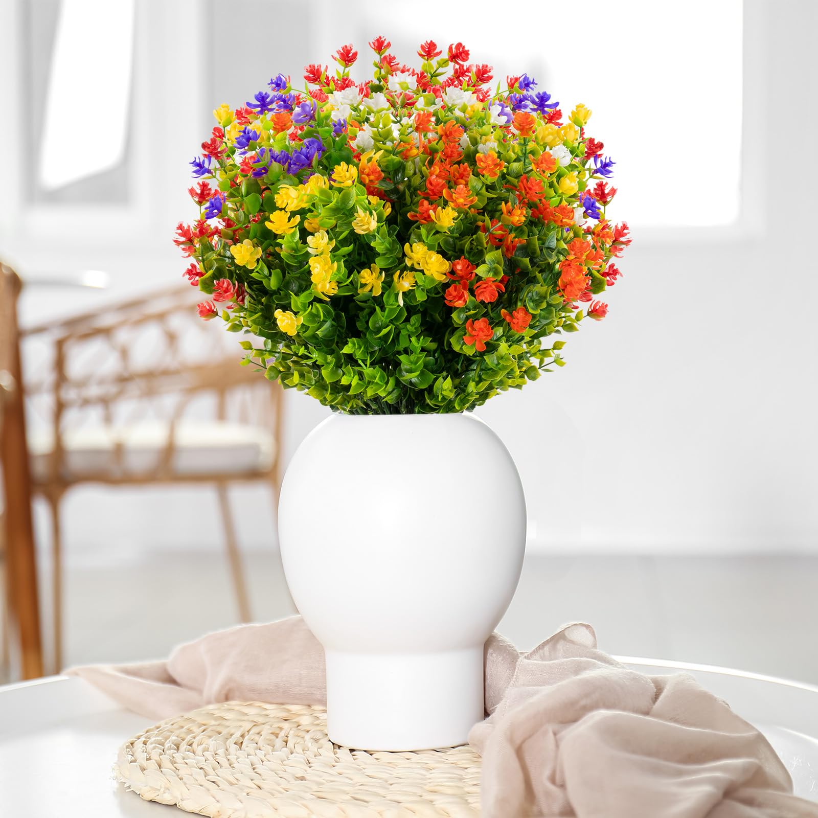 10 Fiori Finti Da Esterno Boic - Decorazioni UV Resistenti Per Giardino E Casa, Colore Bianco - Foto 12