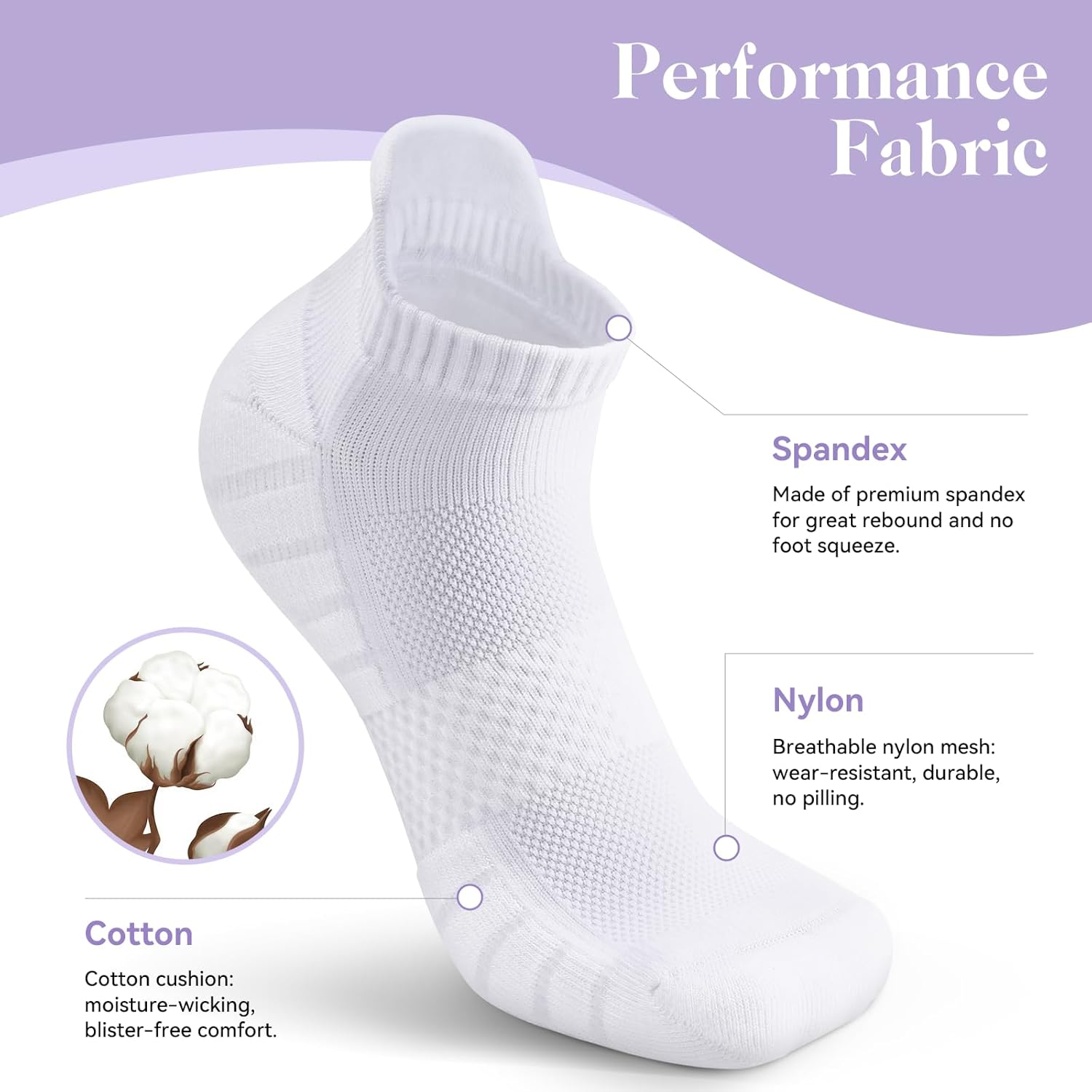 Ankle Socks for Women 6 Pairs - Athletic Anti-blister Thick Cushioned Low Cut Running Socks Womens - Image 3