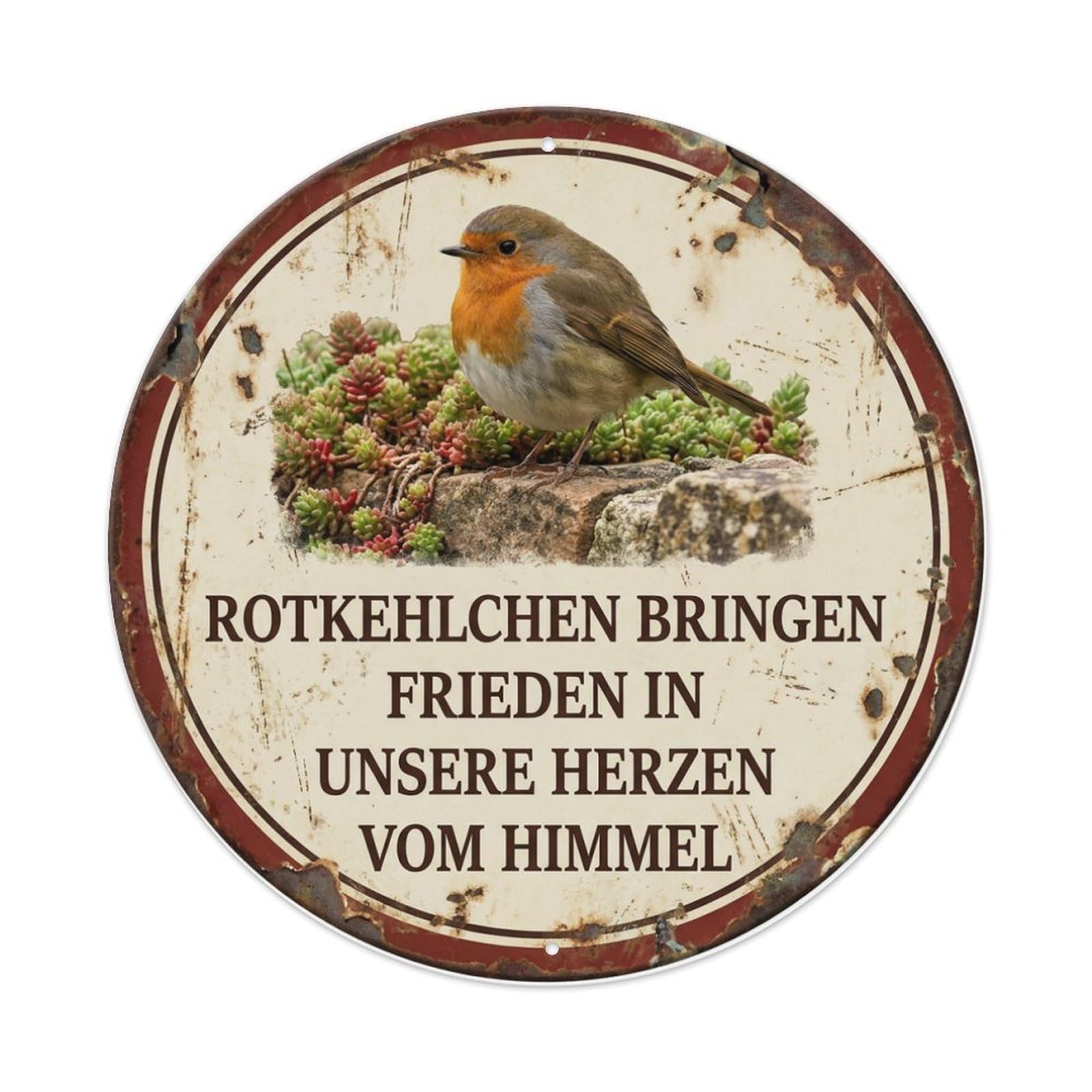 Tgrcjimh Style. Vintage Robin Bird Garden Quote Peace Metal Tin Sign