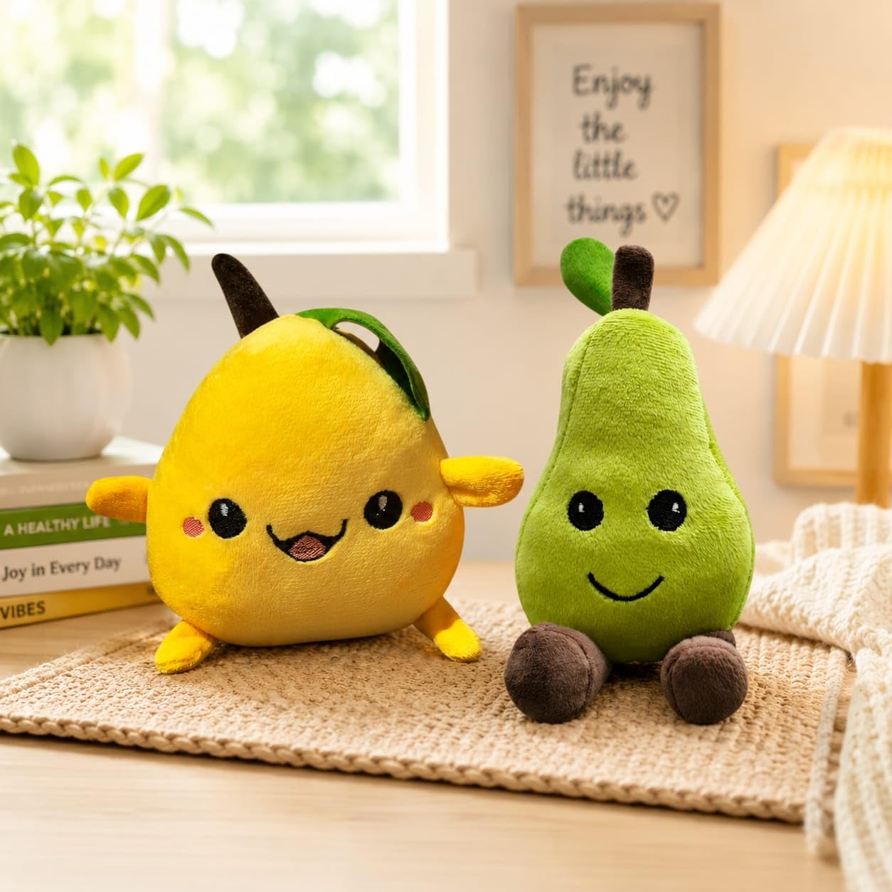 Fruit Soft Toy Set of 2 for Kids – Mango Pear Plush Toys, Cute Stuffed Dolls, Baby Soft Toy, Nursery Decor & Birthday GIF-picture-13
