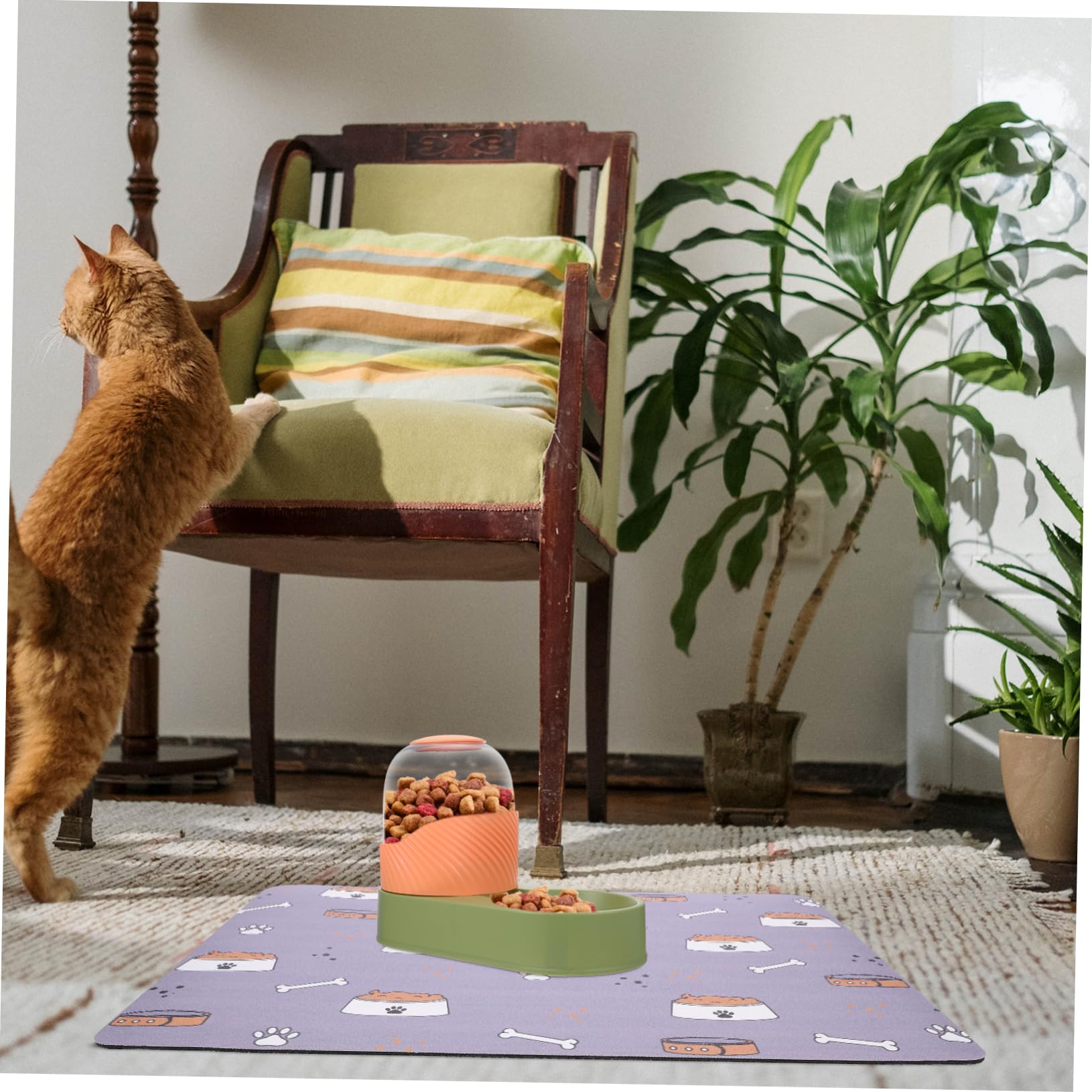 Supvox 5stücke rutschfeste Futtermatte Für Haustiere Absorbierende Und wasserdichte Napfunterlage Für Hunde Und Katzen Großes Design Für Mehrere Tiere Grauton Mit Knochenmotiv