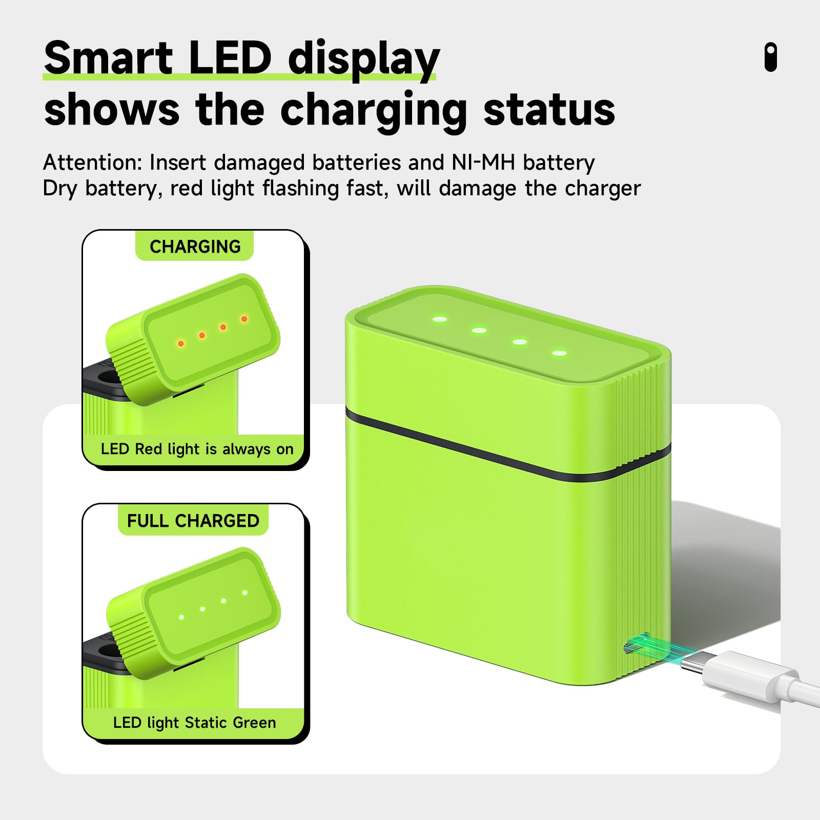 CITYORK Lot de 4 piles AA rechargeables au lithium avec chargeur, 1,5 V haute capacité 3000 mWh, batterie au lithium AA avec boîte de rangement intégrée