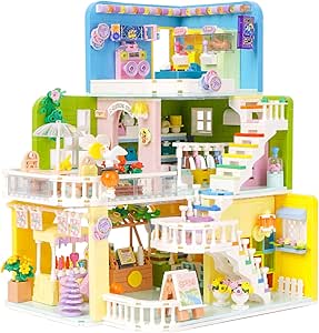 LULUFUN Juego De Bloques De Construcción, Juego De Modelos De Bloques De Construcción De Café De Tren, Kit De Construcción De Arquitectura, Juguetes De Regalo Para Adolescentes Y Adultos