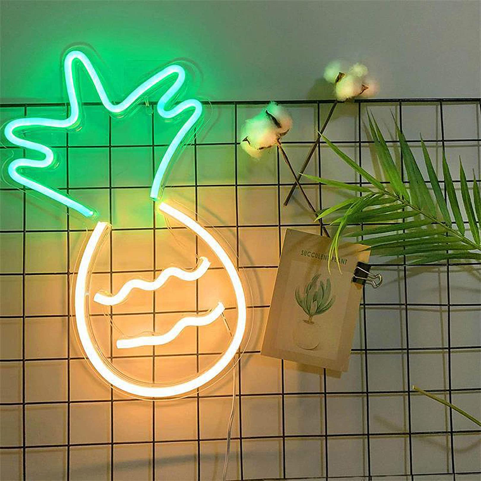 Letreros de neón de piña Festival Luces de noche de neón para niños Decoración de piña Letreros de luz para decoración del hogar Fiesta operada por batería