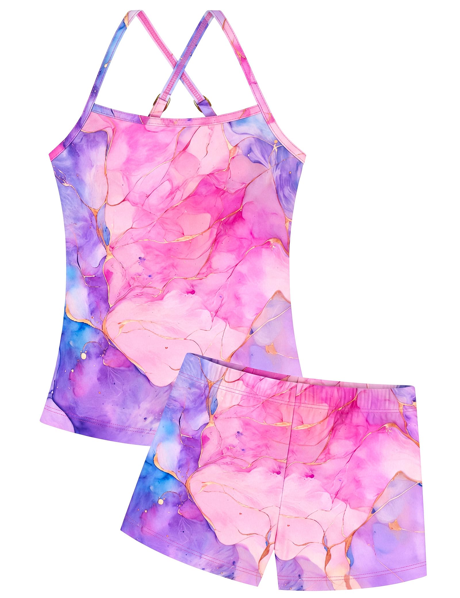 Girls Swimsuit Sleeveless Bathing Suits Back Cutout Summer Swimwear with Removable Chest pad 6-14 Years