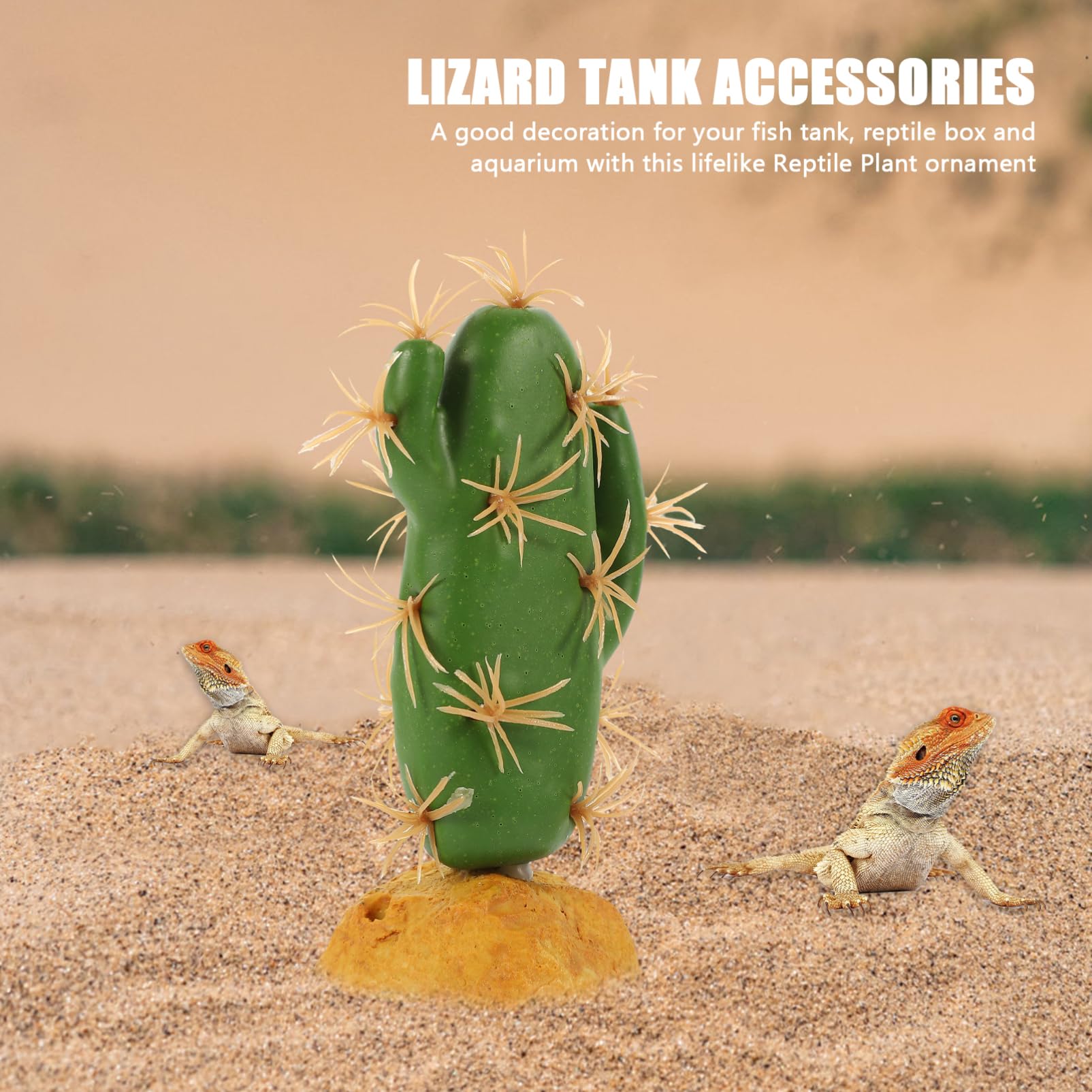 Parliky Reptile Terrarium Cactus Decor Artificial Cactus Ornament for Lizard Tank Vibrant Reptile Habitat Hiding Spot for Gecko Chameleon and More Enhance Your