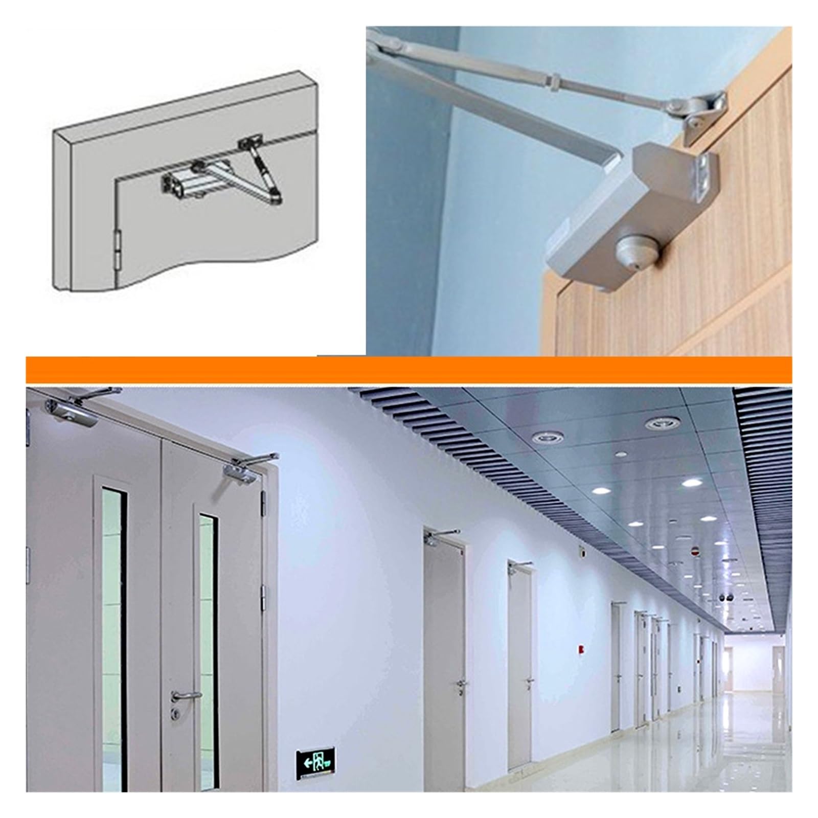 Cierrapuertas de resorte automático de tamaño mediano para un hogar tranquilo, tope de puerta de seguridad contra incendios, dispositivo de cierre, herrajes para muebles, fácil para uso privado (90