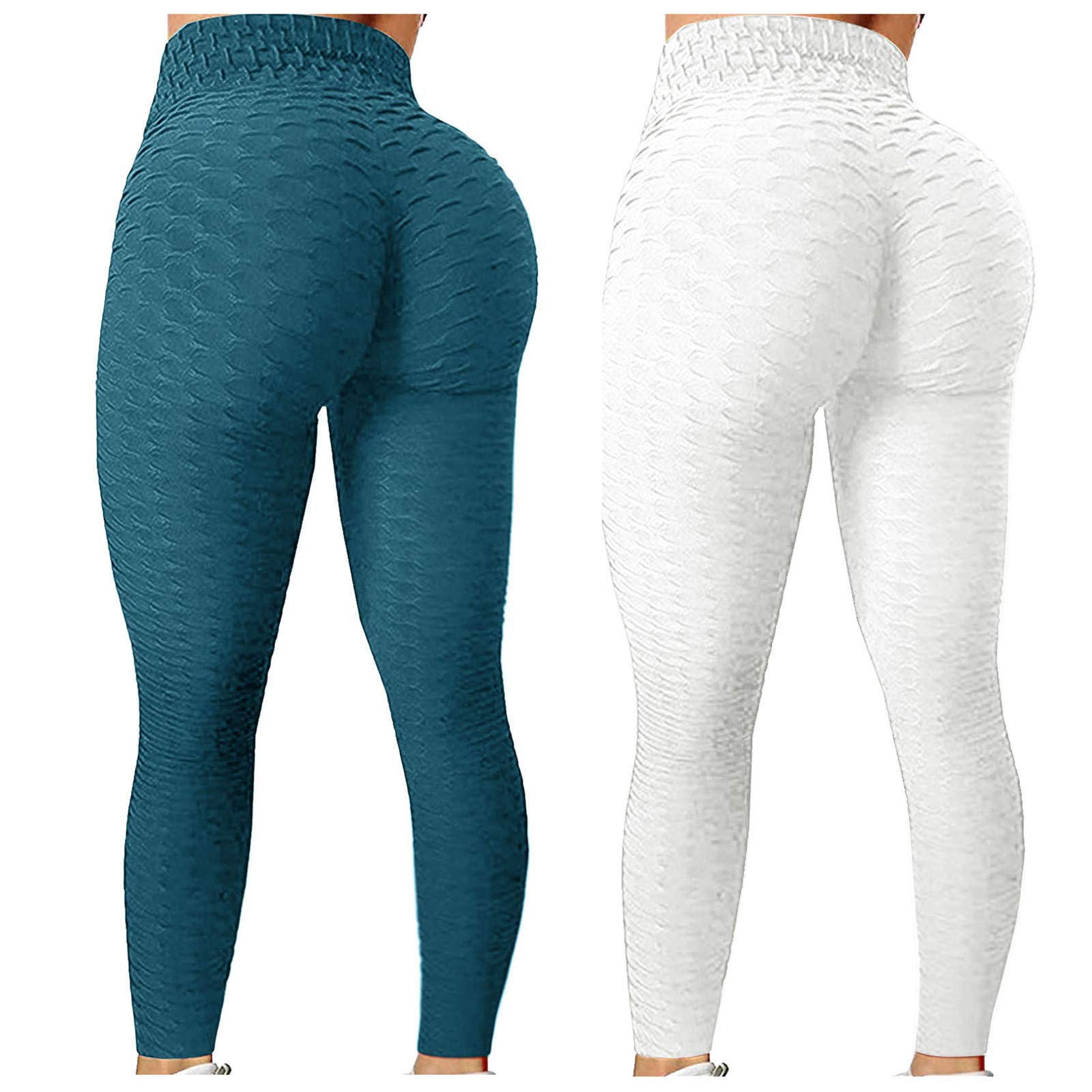 Smooto 2PC Workout Leggings Womens Bubble Hip Lifting Leggings Fitness Running High Waist Tummy Control Yoga Pants