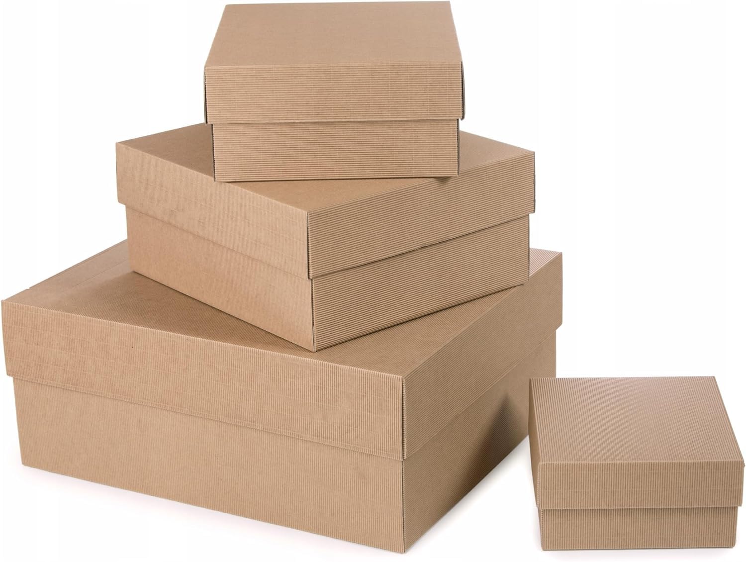 100 Stück Geschenkbox 150x150x70 mm GESCHENKKARTON MIT STÜLPDECKEL Versandkarton E-commerce Karton 1-Wellig 400G Braun Kartonage Verpackung Postkarton Versandschachtel Paket Päckchen