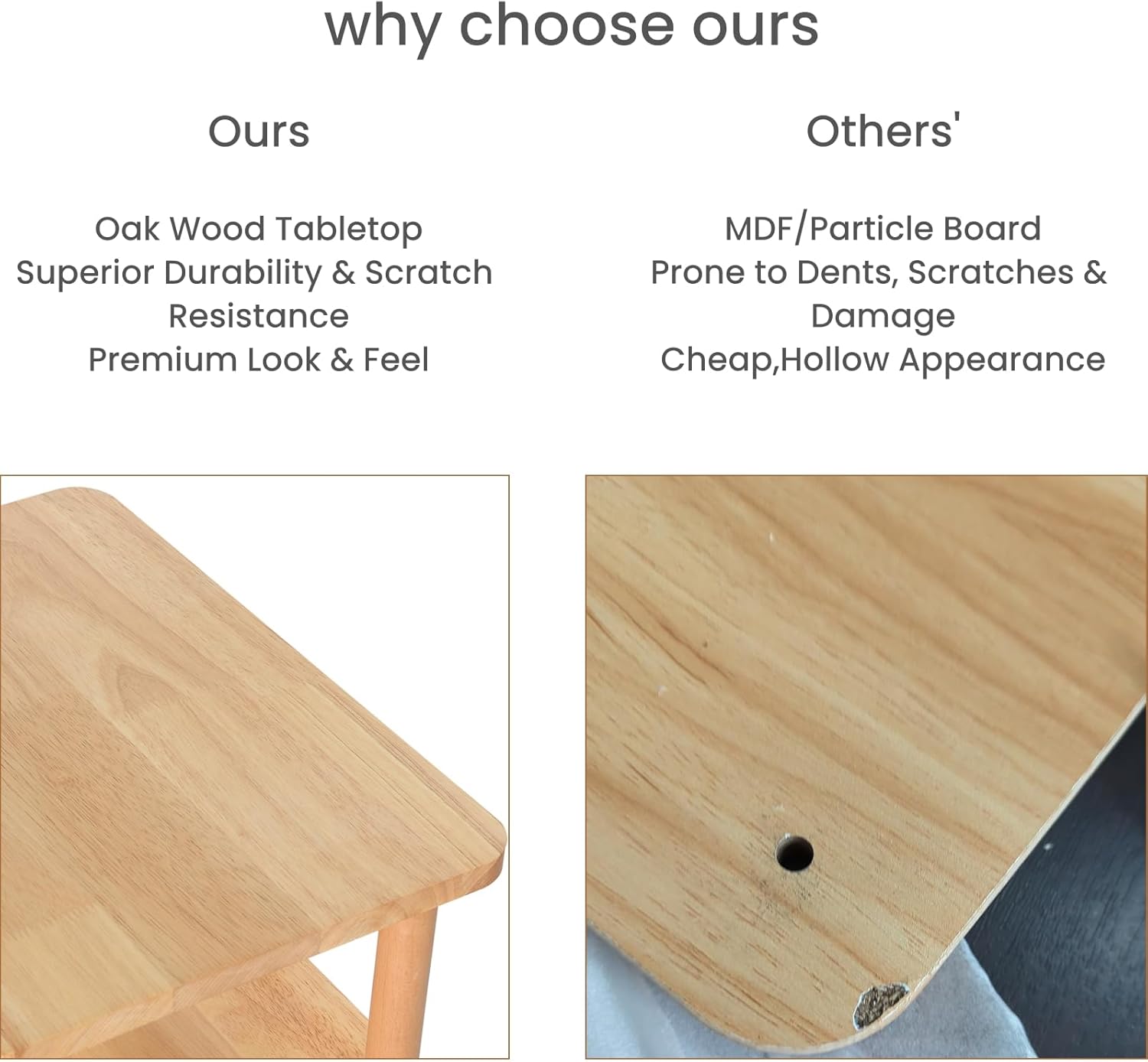 LUCKNOCK Solid Wood Side Table, 2-Tier Small End Table with Storage Shelf, Narrow Nightstand Bedside Table for Small Spaces, Bedroom, Living Room, Farmhouse, No-Tool Assembly.