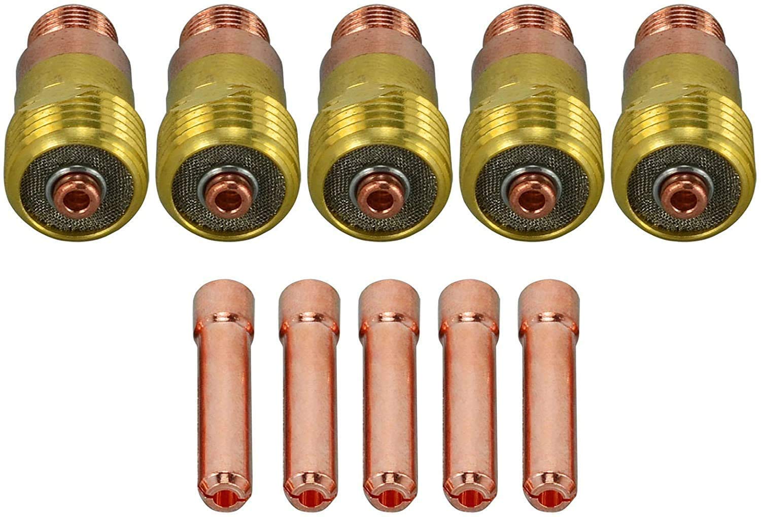 RIVERWELD TIG Stubby Gas Lens Collet Bodies 17GL18 10N25S 1/8'' & Ø3.2mm Assort Kit for QQ300 PTA DB SR WP 17 18 26 TIG Welding Torch 10pcs