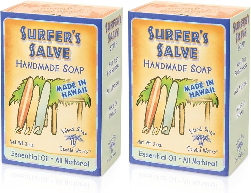Sabonete em barra Surfer's Salve Island Soap & Candle Works com lavanda e óleo essencial de tea tree, vitamina E e aloe, 85 g, pacote com 2