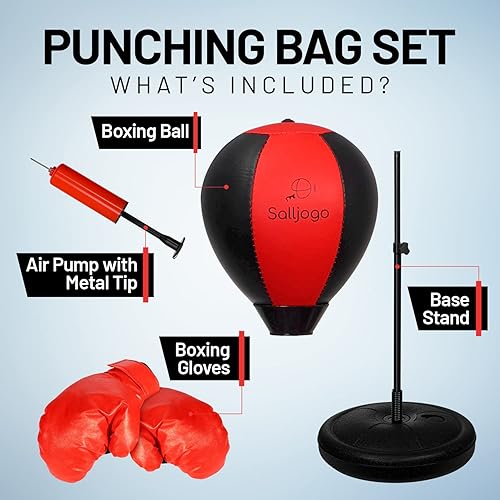 Miniatura 2 de Saco de boxeo para niños  Pelota de boxeo ajustable con soporte, guantes de entrenamiento de boxeo y bomba de mano ajustable para niños, gran regalo