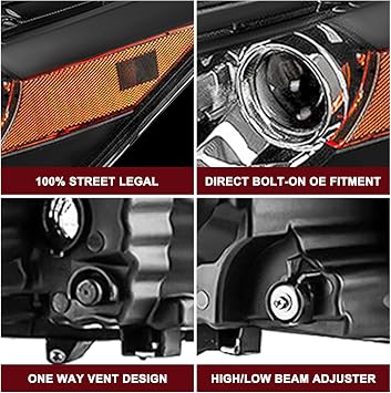 JSBOYAT Headlight Assembly Replacement for 2008 to 2012 Honda Accord 2-Door Coupe Projector Black Housing