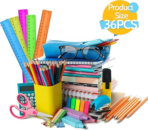 Miniatura 7 de 30 reglas transparentes, reglas de plástico de 12 pulgadas para la escuela, el hogar u oficina, reglas de plástico transparente, colores surtidos.