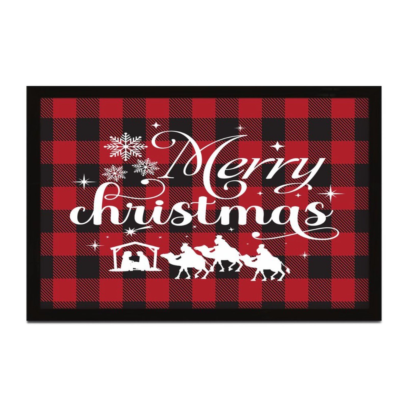 Panneau bois Merry Christmas 20x30 cm décor de chalet
