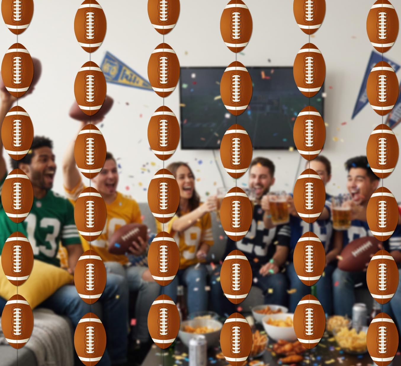8 Pcs Football Party Garland Banner Decorations Football Hanging Swirl Backdrop Sport Theme Paper Cutouts for Birthday Party Locker Home Classroom Garland kit Favor Supplies