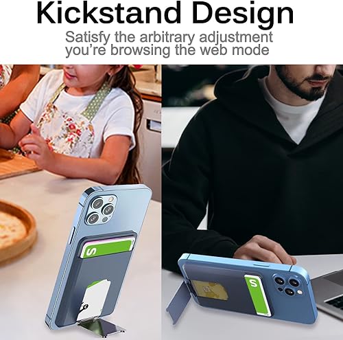 Miniatura 6 de Miimall Cartera magnética para tarjetas con soporte MagSafe, cartera MagSafe para iPhone 14 Pro Max14 Pro14 Plus, bolsillos de silicona con soporte