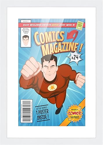 Miniatura 92 de Poster Palooza Marco de cómic con paspartú para 4 cómics de la era actual publicado después de 1985, marco de cómic negro para cómics de 6.875 x