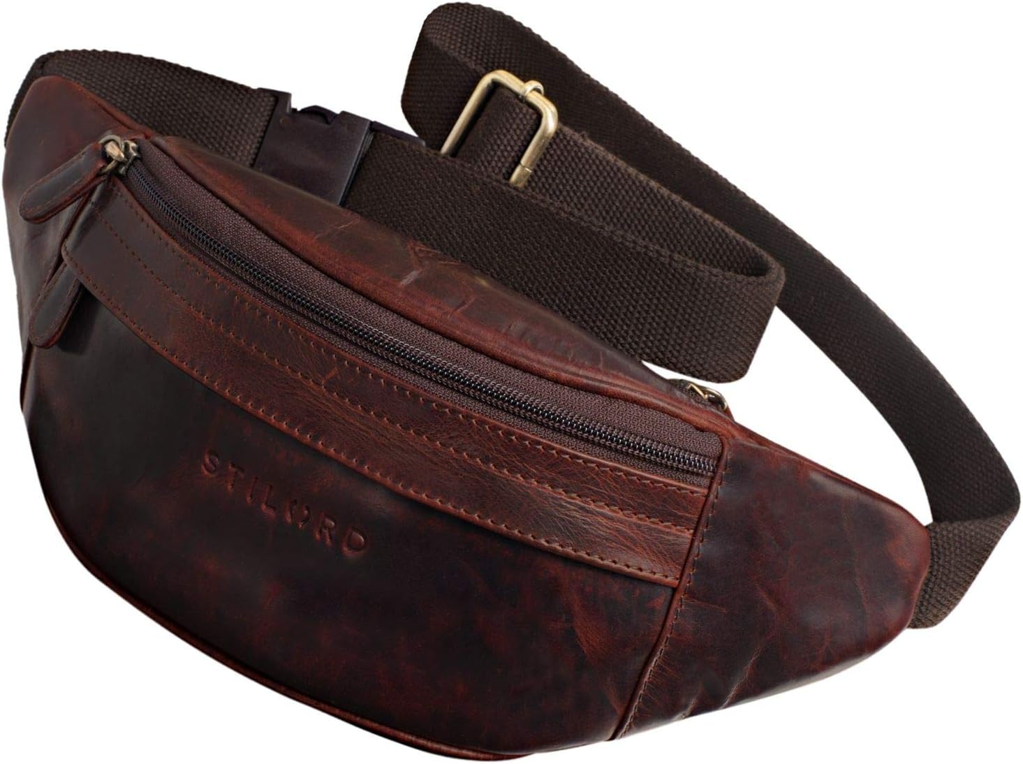 STILORD "Terry" Leather Waist Belt Bag Vintage Bum Bag for Men and Women Genuine Leather Belt Pouch for Dog Walking Running Pack Festival Bag Colour:Kara