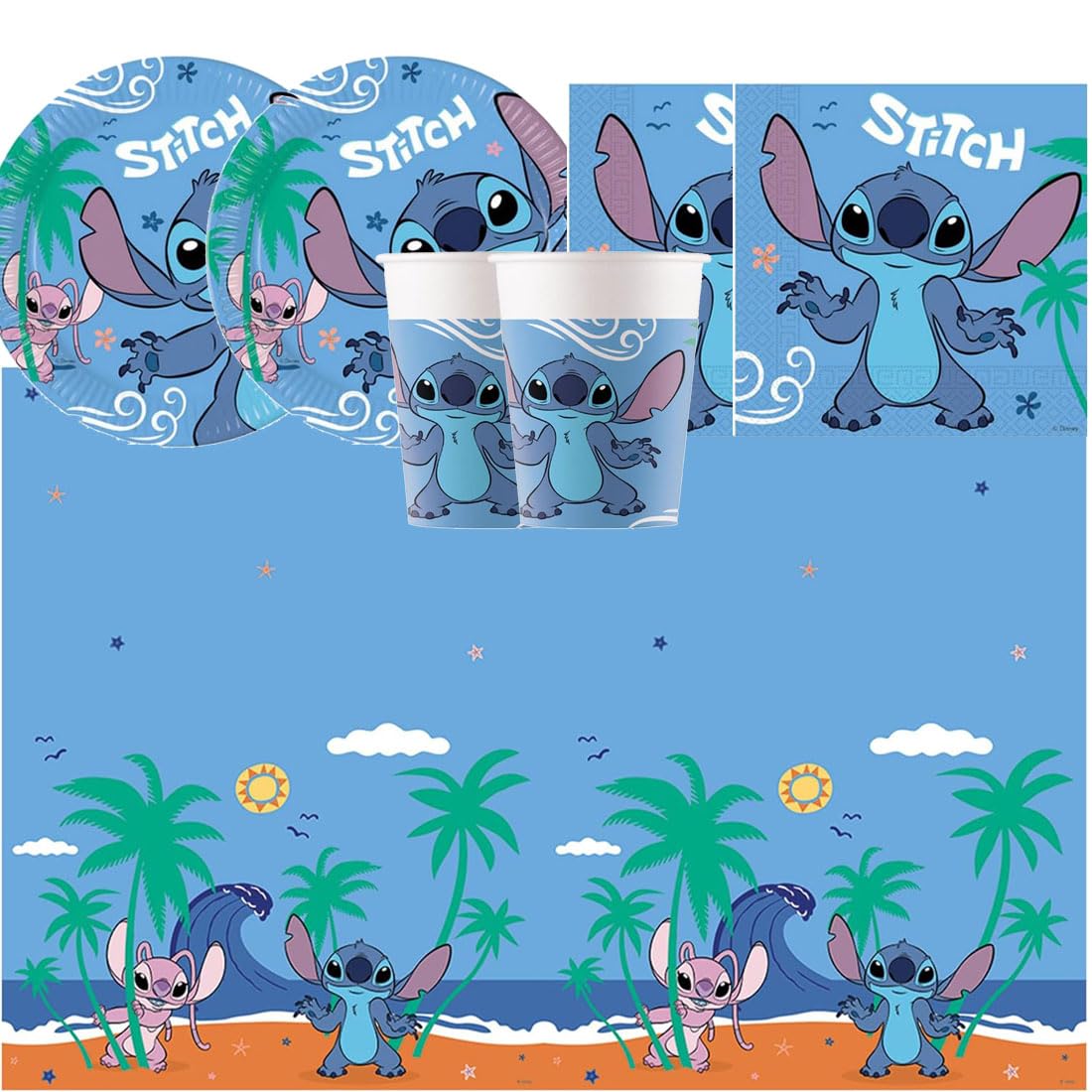 kit compleanno per 40 persone Stitch set per feste compleanno ideali per bambini cartone animato koala alieno hawaii lilo angel kit n 3