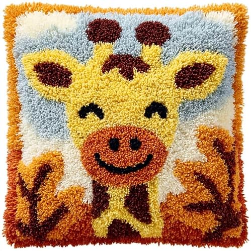 Taxpy Latch Hook Cushion Kits Giraffe 17X17 Inch