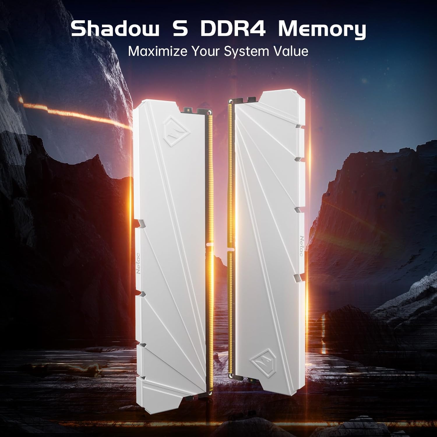 Netac DDR4 DRAM 32GB Kit16GBx2 C16 3200MHz XMP 2.0 Dual Channel RAM (PC4-25600) 1.35V 288-Pin Upgraded Aluminum Heat Sink Ideal for Gaming Computer Upgrade - Shadow S