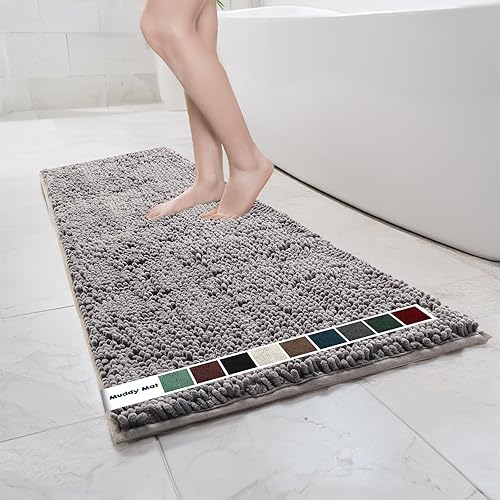 Miniatura 69 de Muddy Mat Alfombras de baño de felpilla de secado rápido, antideslizantes, lavables, extragruesas, suaves y altamente absorbentes, para baño, cocina