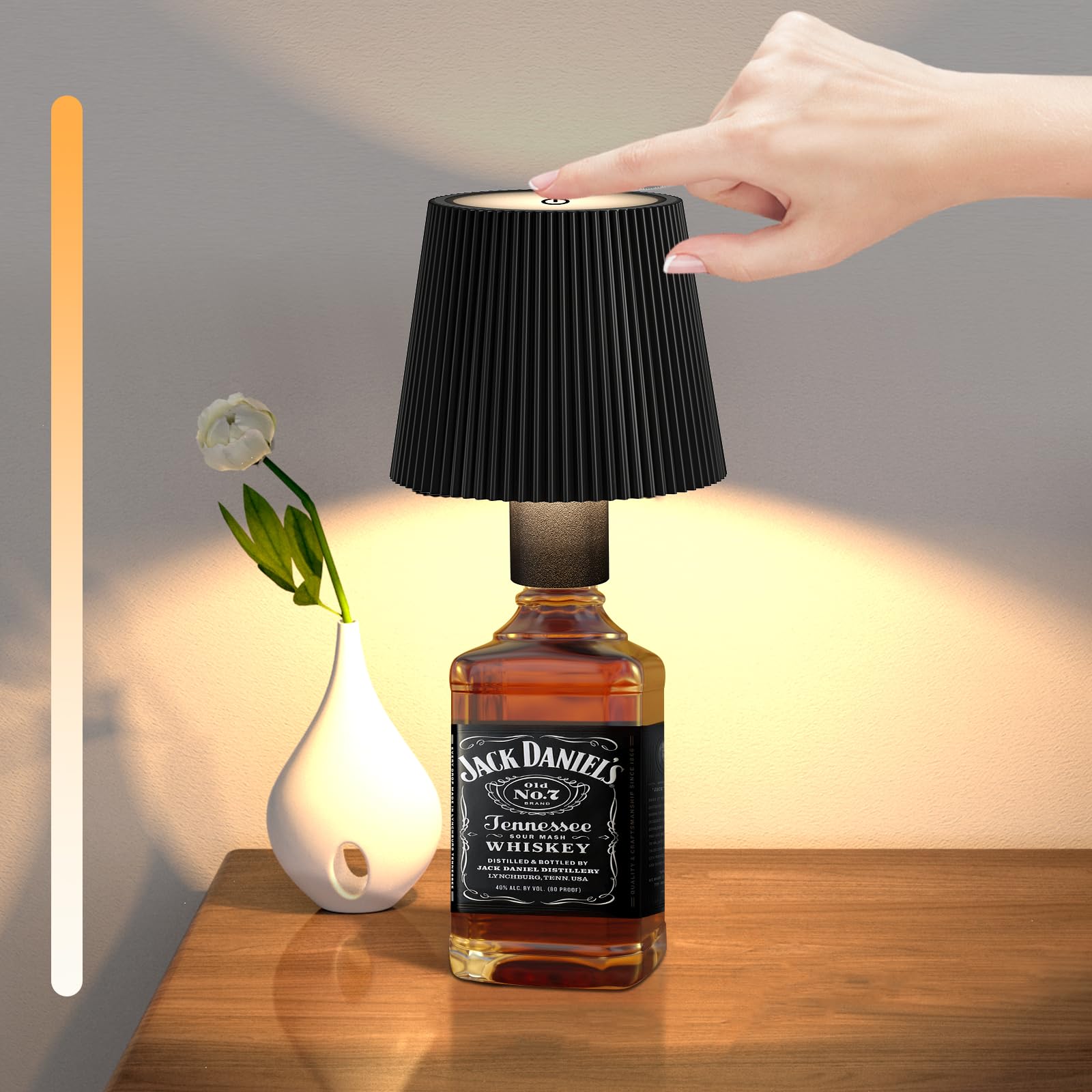 Onherm Lampade per Bottiglia, 3 Colori Regolabili, IP54 Impermeabili Luci per Bottiglia Touch, 5200mAh Batteria Lampada da Tavolo Portatile Ricaricabile per Ristoranti e Bar Interni ed Esterni