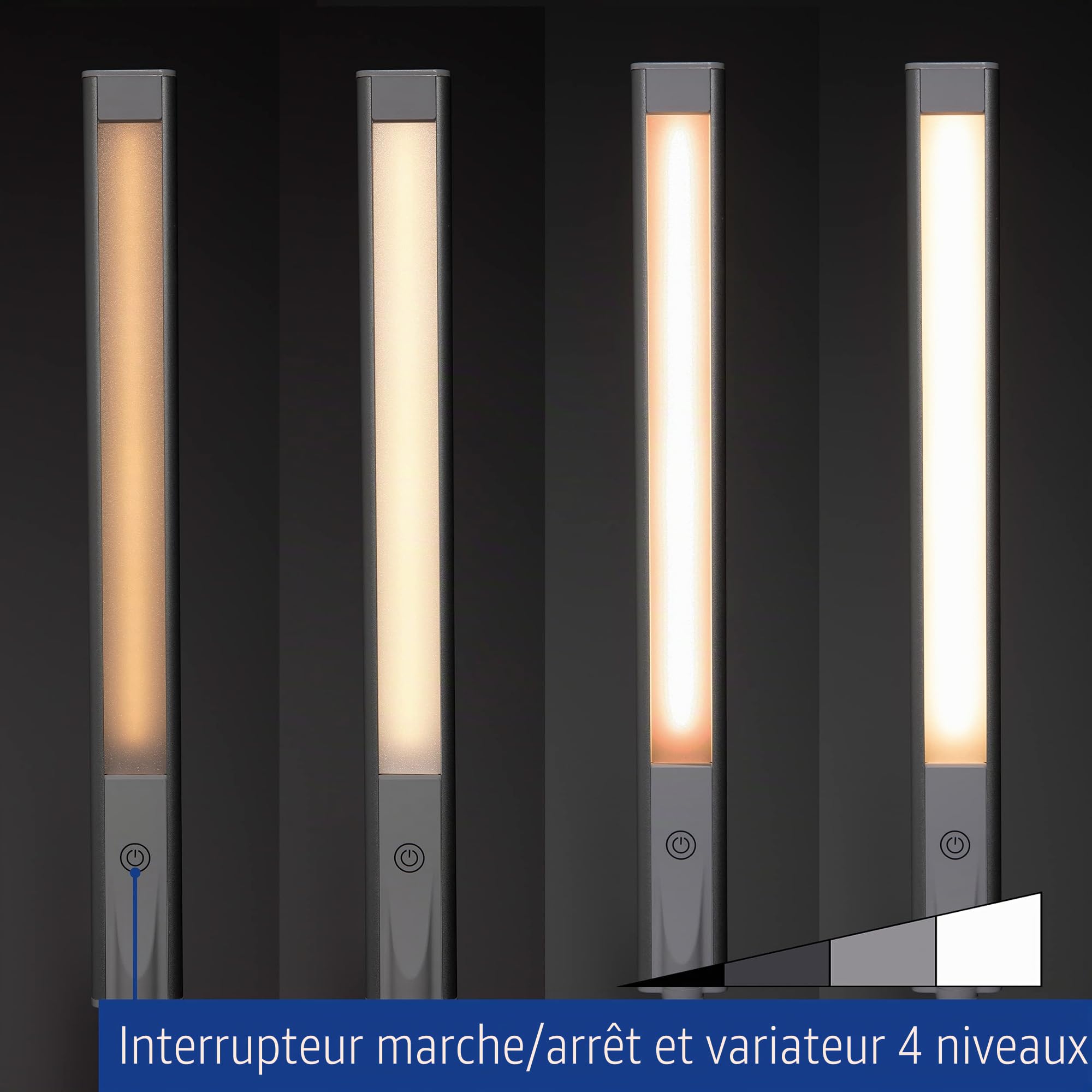 MAUL Lampe de bureau MAULpirro LED dimmable blanche à pince | éclairage chaleureux, commande tactile intuitive, bras orientable, fixation gain de place, source remplaçable