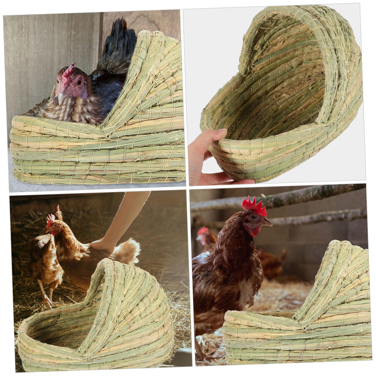 Paglia Nido Intrecciato per Galline 2 Pezzi a Forma di Ciabatta