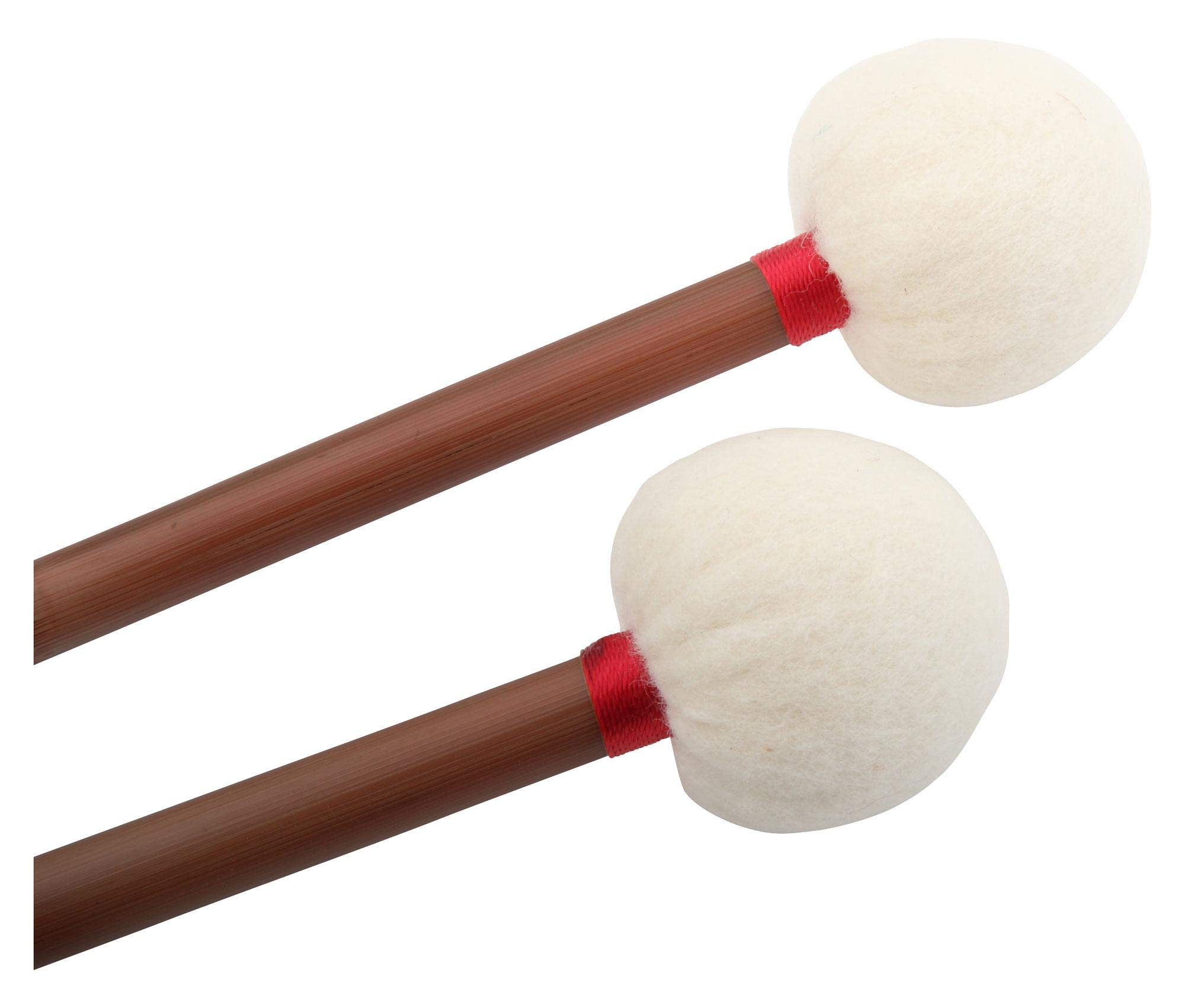 XDrum TB43 Coppia di Bacchette per Timpano (Manico in Bambù, Testa in Feltro 43 mm, Lunghezza: 38,5 cm)
