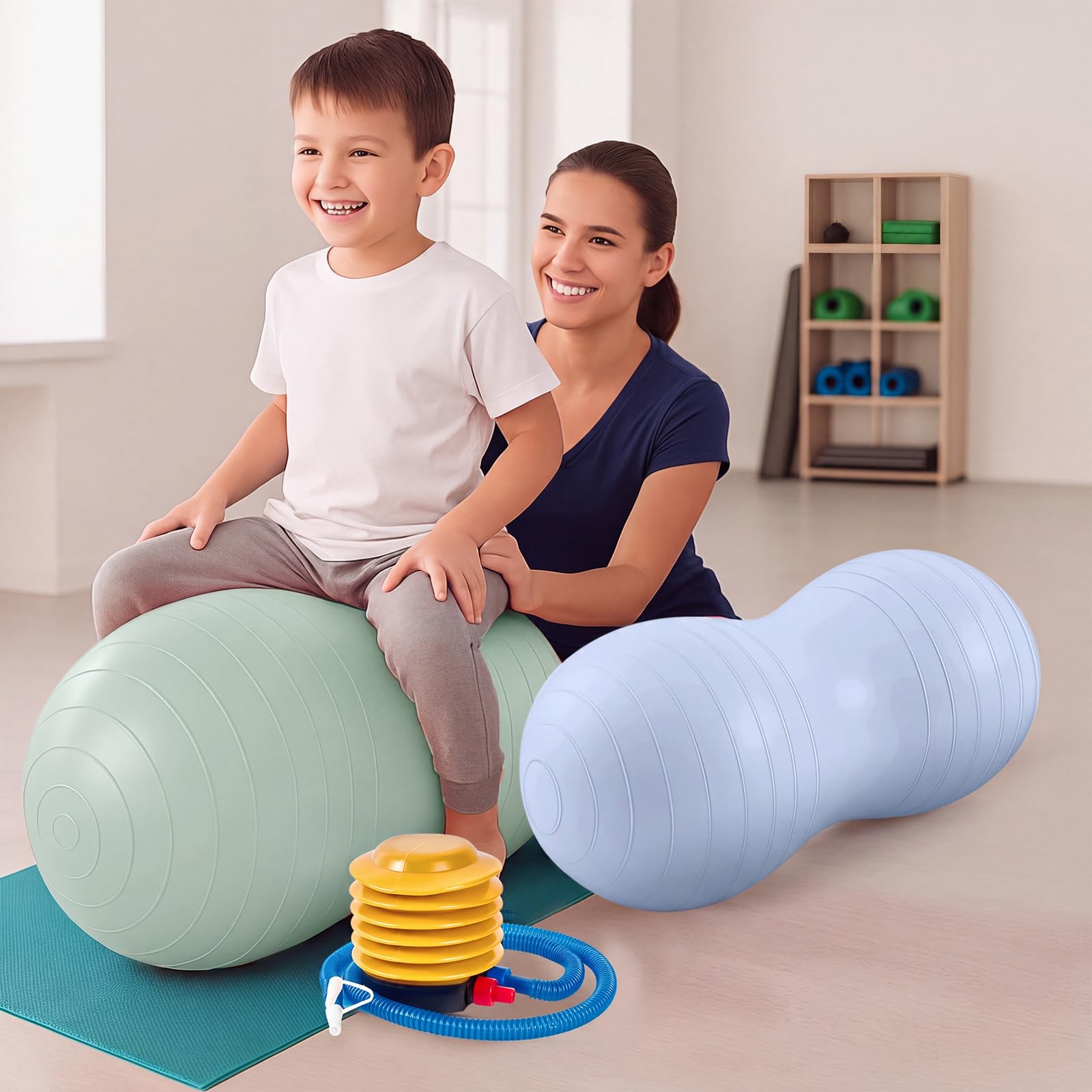 Jexine Palla di arachidi per la gravidanza di terapia dei bambini | Palla da yoga con pompa, adatta per allenamento alla nascita, design stabile anti-scoppio, strumento sensoriale per autismo