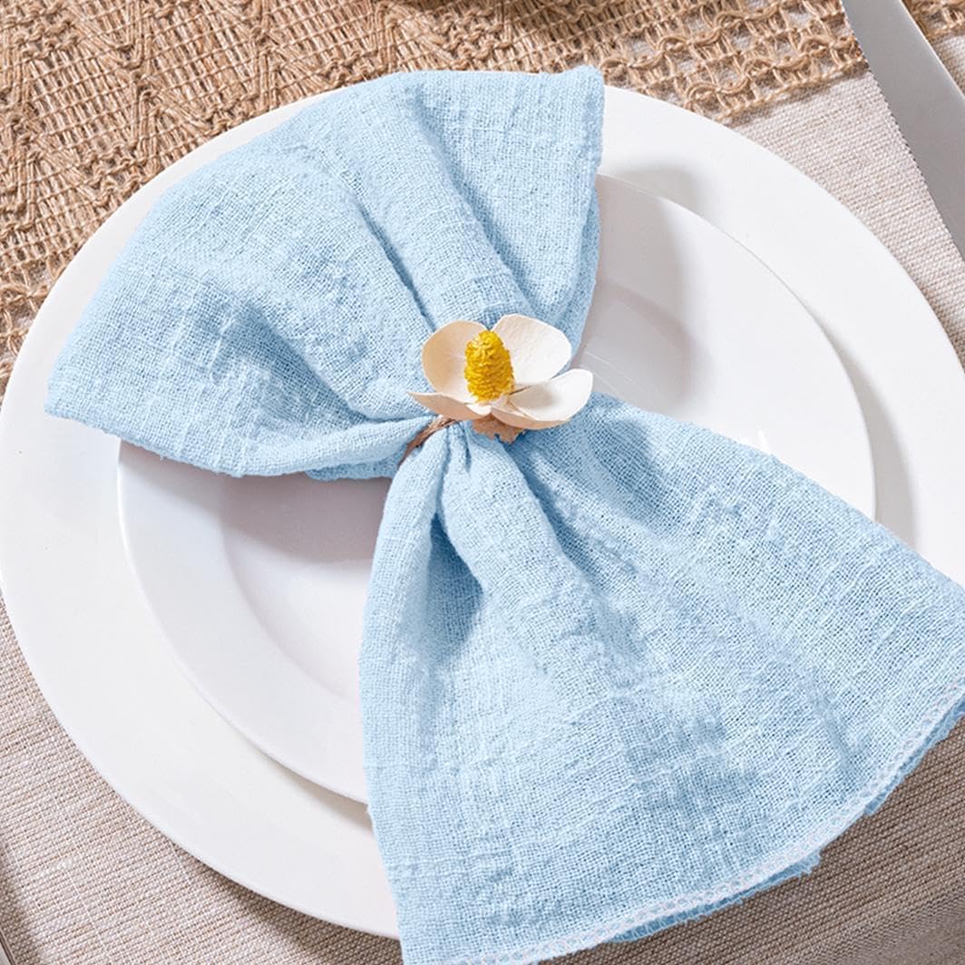 MLMW Hellblaue Stoffservietten, Set mit 6 Sommerservietten, Leinen, waschbar, 41 x 41 cm, für Hochzeit, Party, Babyparty, Brautparty, Geburtstag, Tischdekorationen