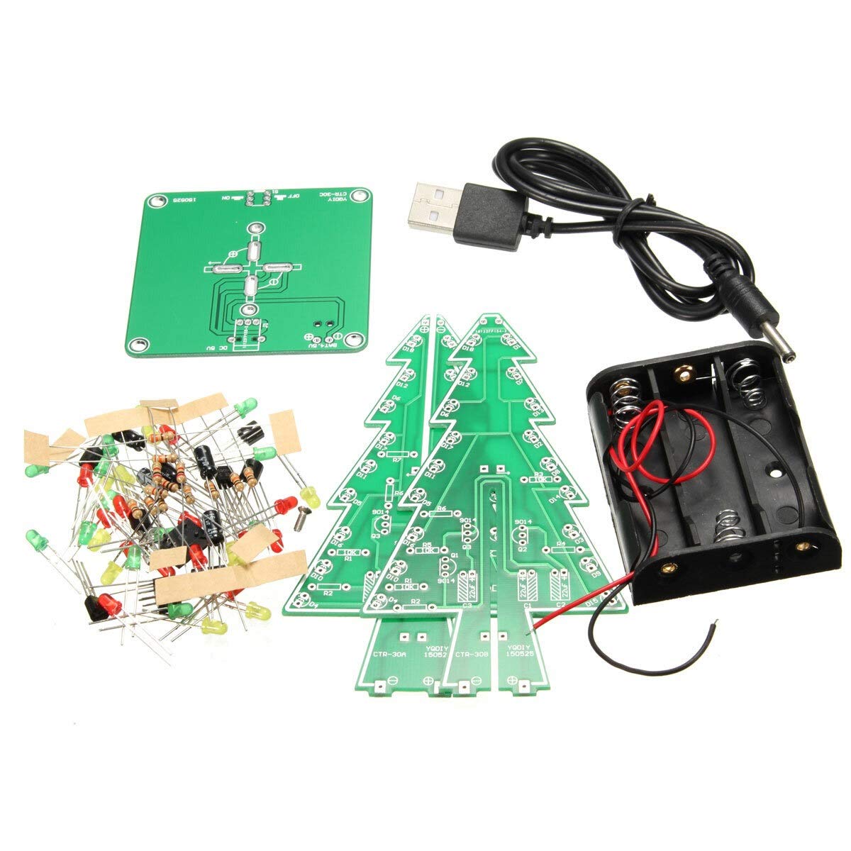 Kit électronique DIY sapin de Noël vert pour décoration de table festive et ludique