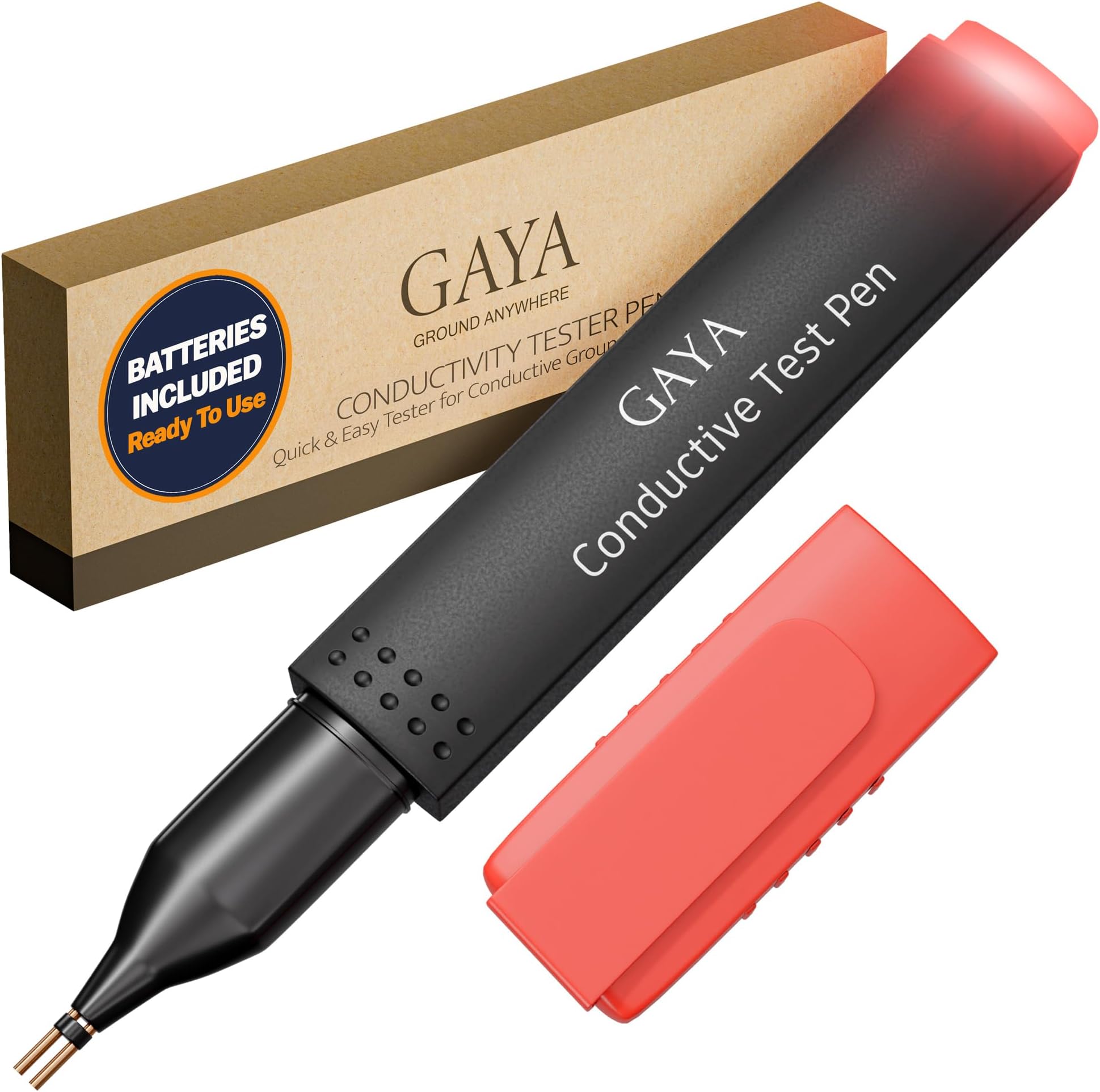 GAYA Conductivity Tester for Grounding Products – Instant Result, Easy to Use Conductivity Tester for Earthing Mats, Sheets & Wristbands – Portable & Reliable Ground Earthing Test – Battery Included