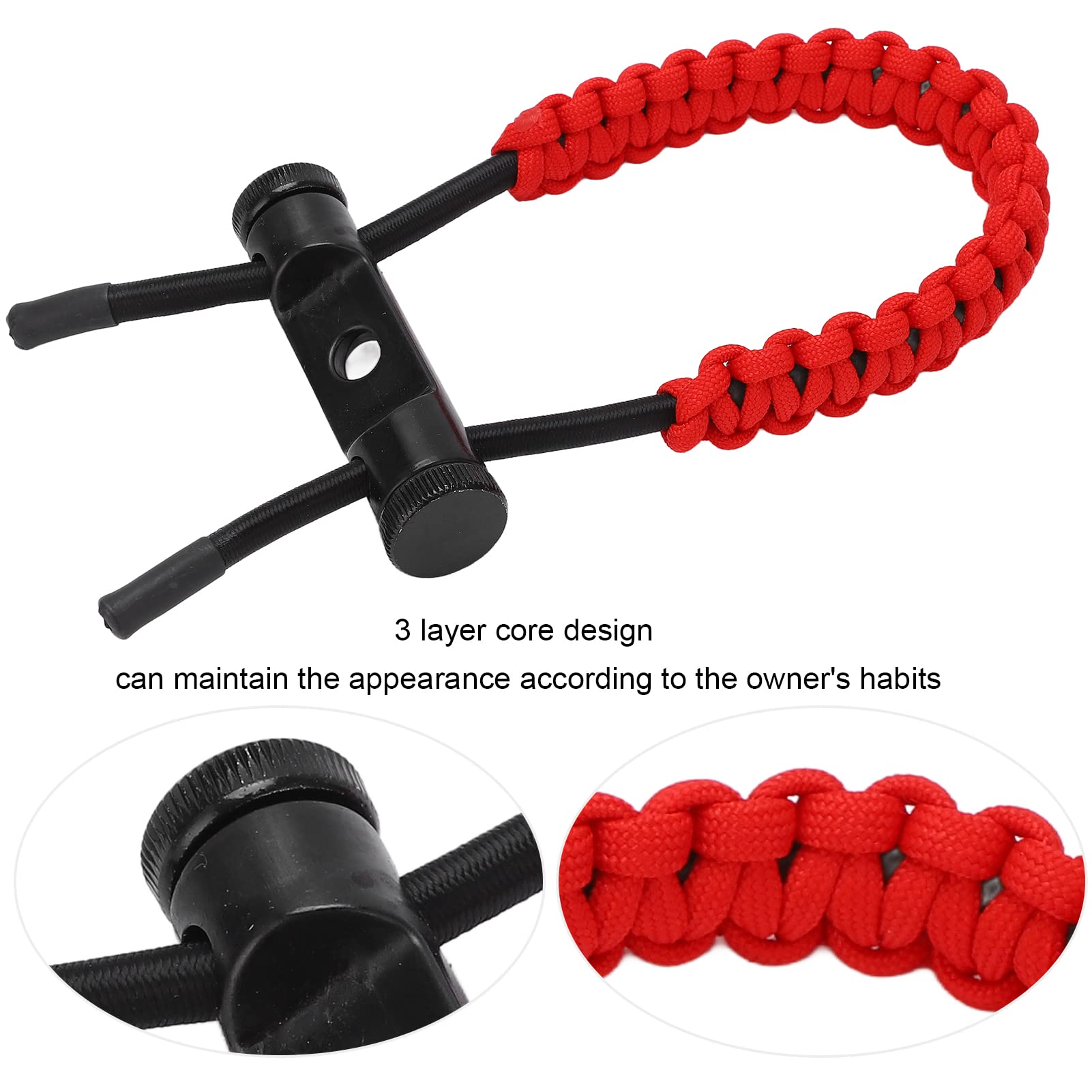 Élingues de Poignet D'arc à Poulies, Corde de Cordon de Dragonne Durable Réglable, Tresse de Dragonne de Chasse pour L'exercice D'entraînement, élingues de Poignet D'arc de Tir à L'arc(Rouge)