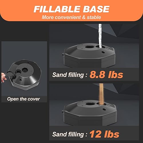 Miniatura 2 de Paquete de 6 Conos de Poste Delineador de Tráfico con Base Rellenable, Barrera de Seguridad Ajustable de Plástico para Control de Multitudes en