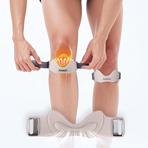 Miniatura 8 de Correa de silicona para rodilla de tendón de rótula de aire: ajustable para aliviar el dolor de rodilla, soporte para senderismo, fútbol, Rosado