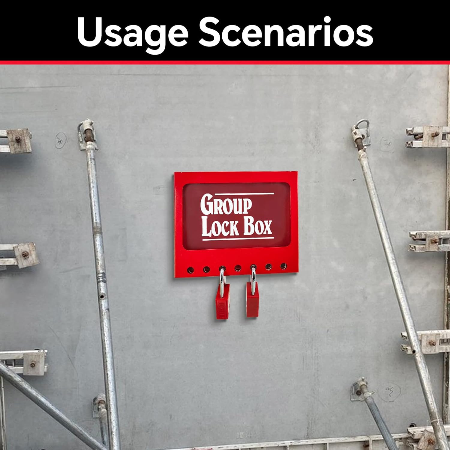 Lockout Tagout Lock Box Portable Group Box Kit Safety Padlock Box 1Pack for Lock Out Tag Out Station Red