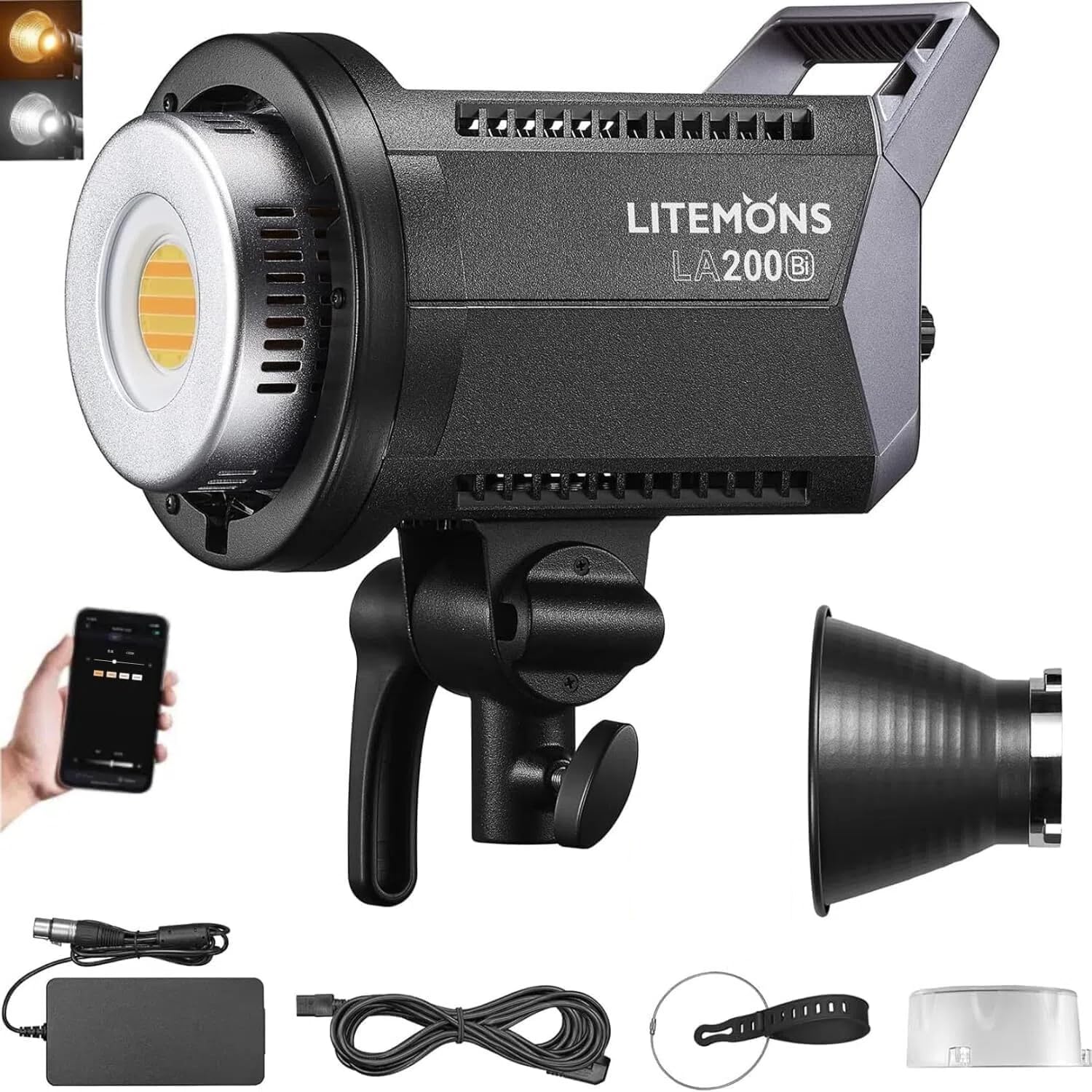 Godox Litemons LA200Bi LED Video Light, 2800K-6500K, Bowens Mount, CRI 96+ TLCI 97+, 11 FX Effect,0-100% Dimming, APP Control, for Film Shooting, Wedding, Live Broadcast, Portrait-image-22