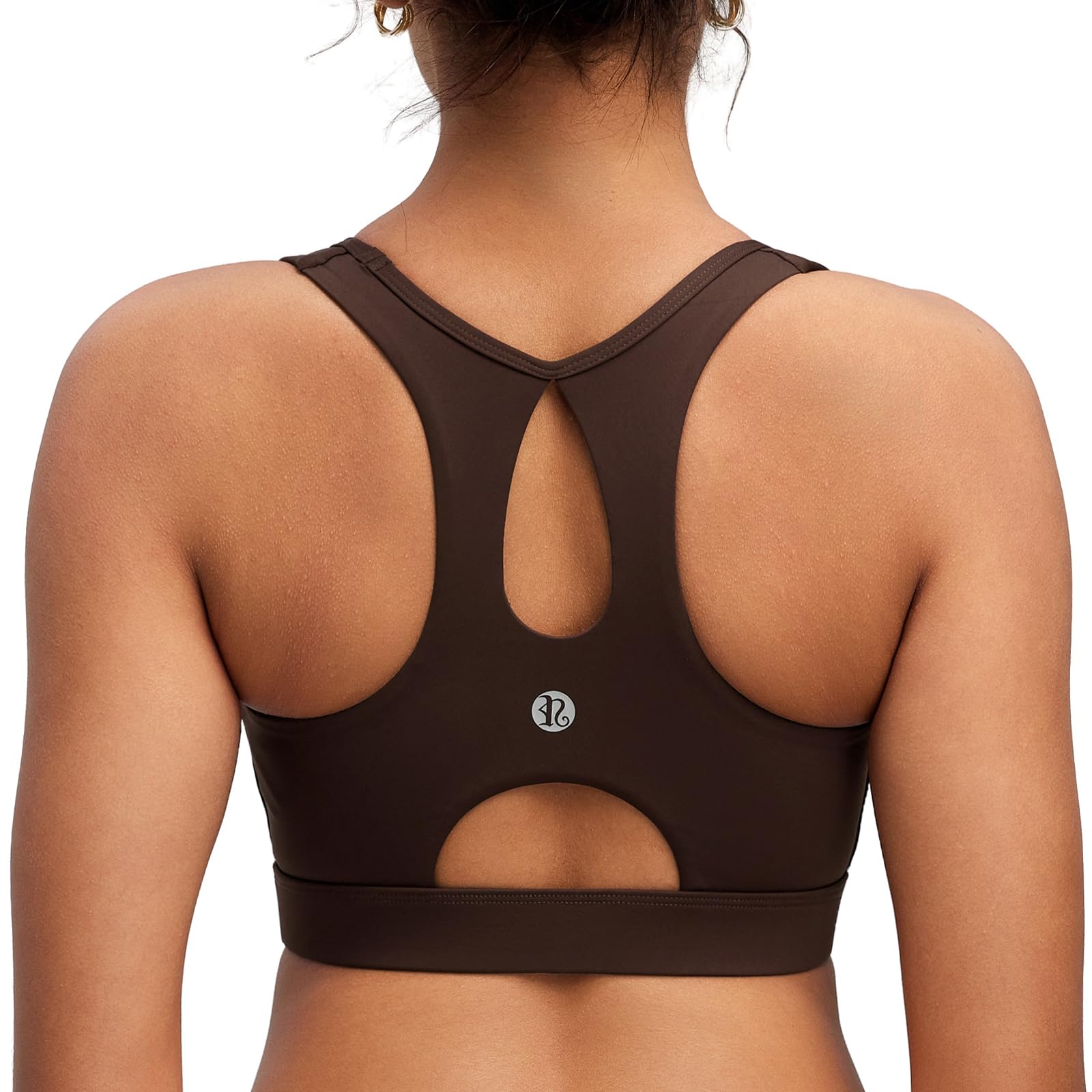RUNNING GIRL Sports Bras for Women High Support,Racerback Molded Cup Sports Bra Racerback Running Bra with Swen in pad(WX3099_Brown_M)