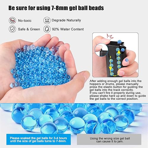 Miniatura 2 de Jm-X2 - Pistola de bolas de gel mejorada con 25,000 bolas de gel Splat, cuentas de agua, para mayores de 14 años (azul)