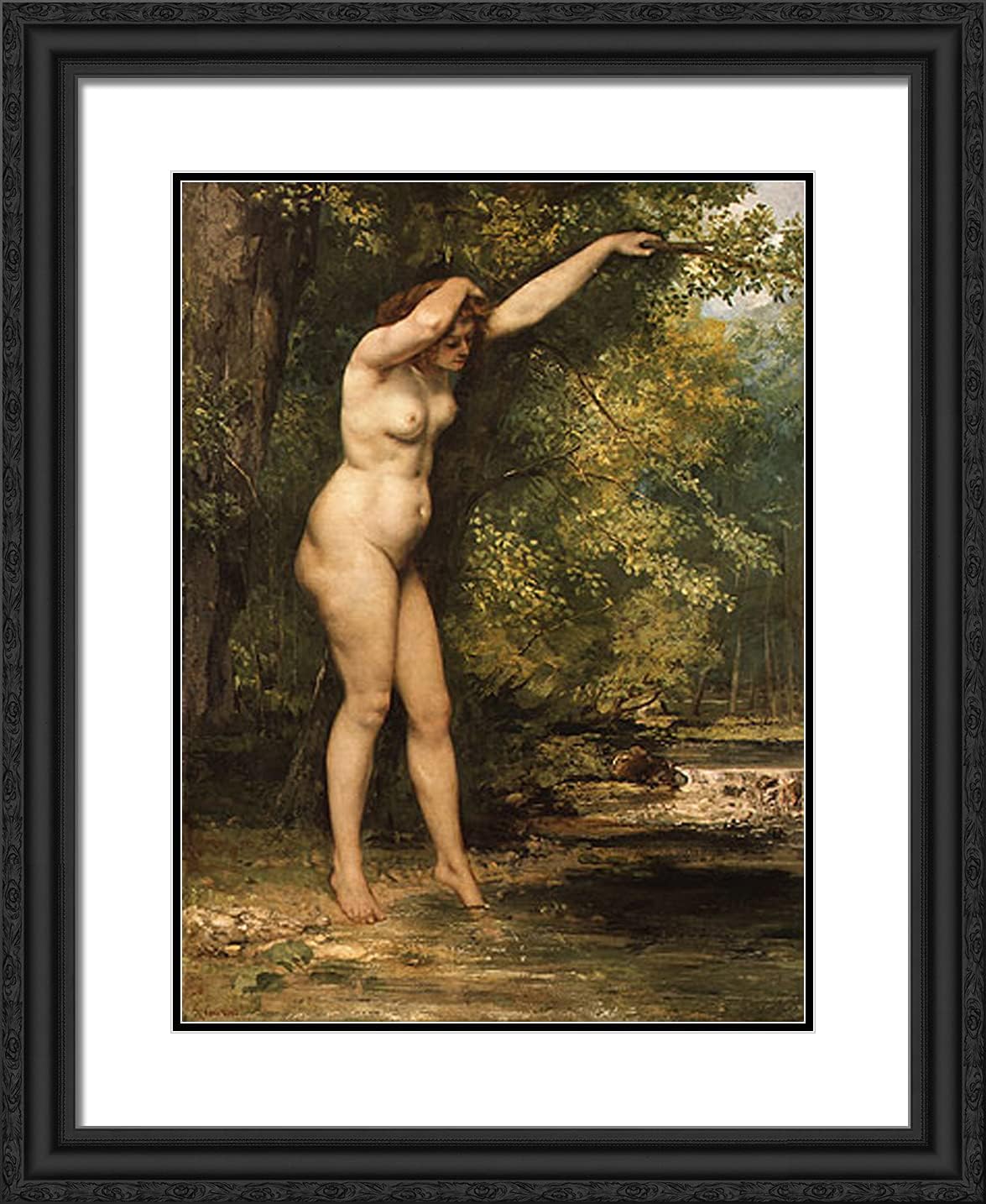 ArtDirect Courbet, Gustave 20x24 Gold Ornate Framed Art Print with Double Matting Titled: The Young Bather