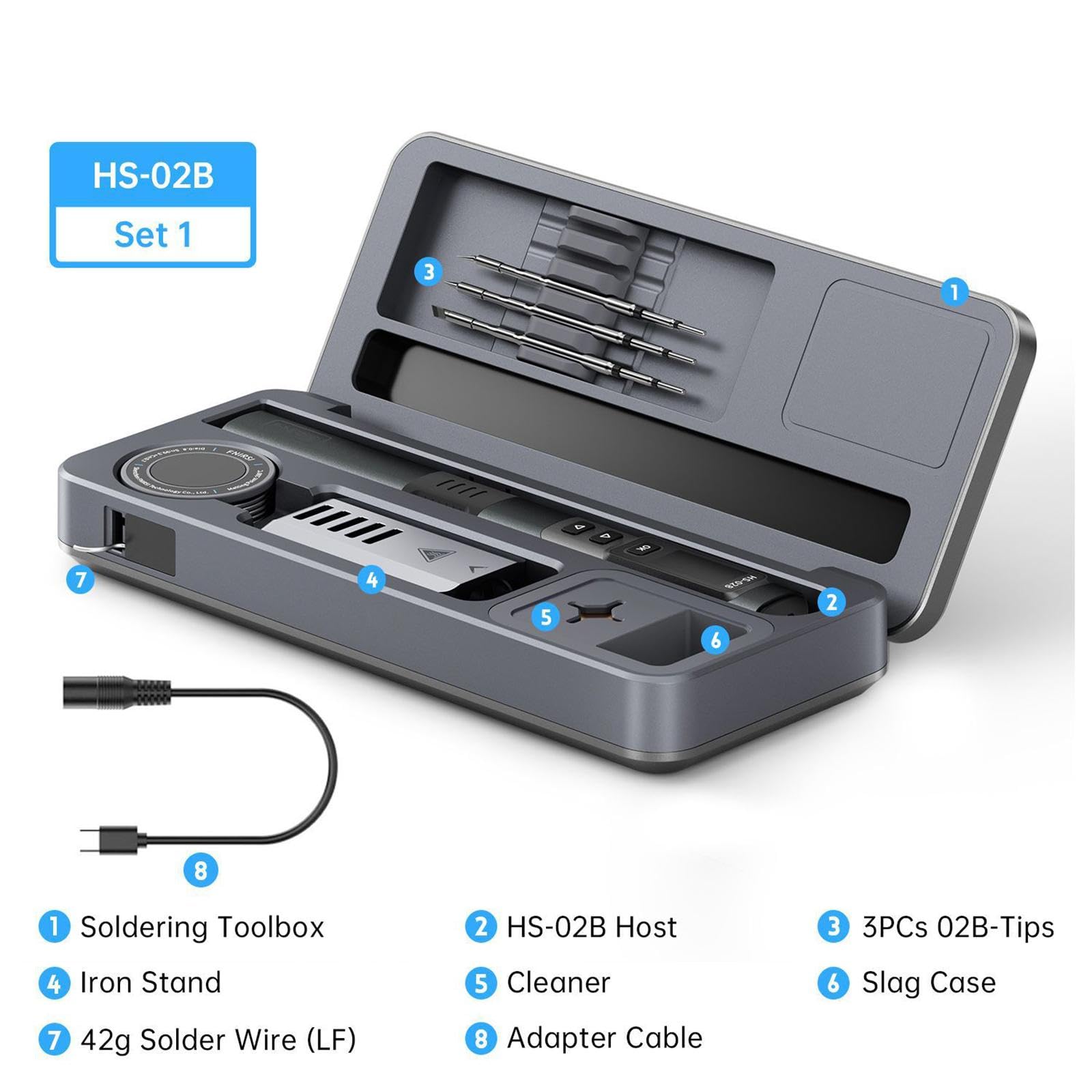Saldatore Elettrico con Custodia Compatta, Funzione di Sollevamento, Set di Saldatura, Regolazione Multi-temperatura, Kit di Strumenti di Riparazione, Stile D