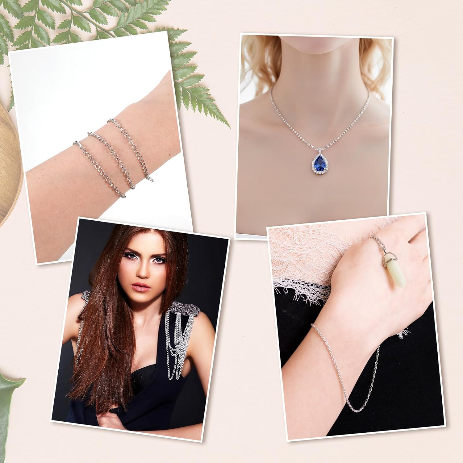 Silver Chain for Jewelry Making 2mm 33 Ft Chain Roll Curb Stainless Steel Necklace Chains Extenders for Women, Tarnish Resistant Stainless Steel Chains Necklace for Pendants Bracelet Making DIY Craft - Image 7