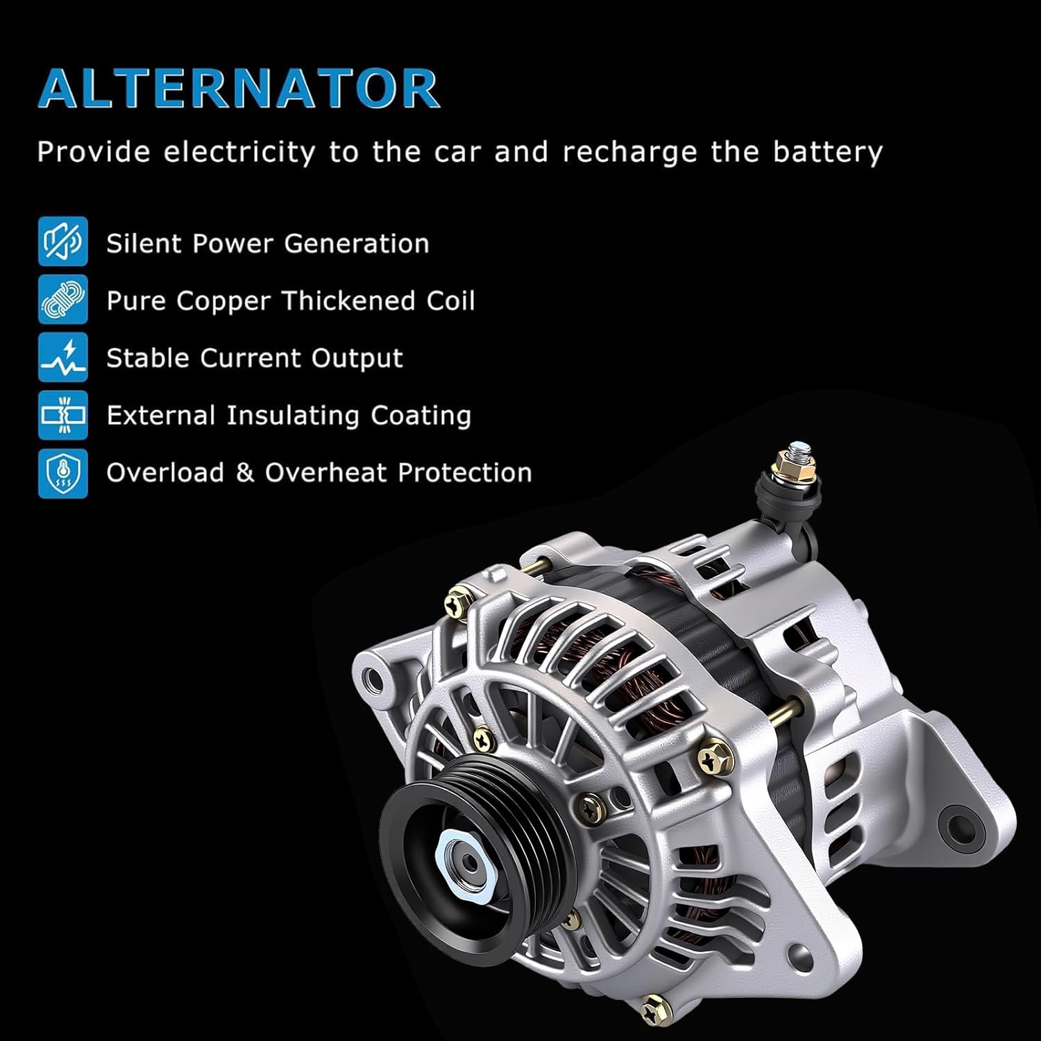 Alternator for Subaru 2.5 2.5L Forester 2003-2006, Baja 2003-2005, Outback Legacy 2000-2004, for SAAB 9-2X 2.5L 2005, 23700-AA370, 23700-AA37A, 13889