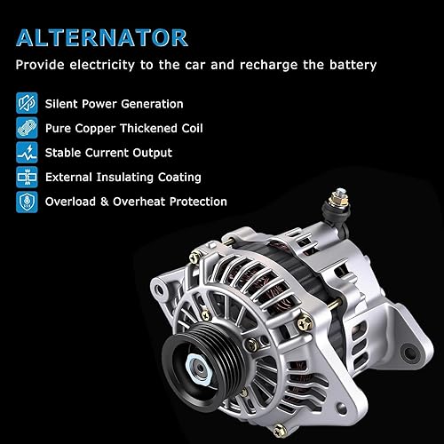 Miniatura 6 de Alternador para Subaru 2.5 2.5L Forester 2003-2006, Baja 2003-2005, Outback Legacy 2000-2004, para SAAB 9-2X 2.5L 2005, 23700-AA370, 23700-AA37A,